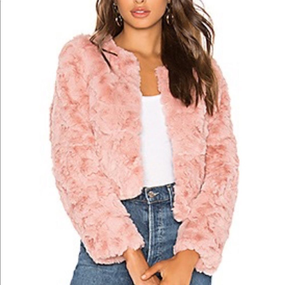 Line + Dot Conrad Mauve Faux Fur Jacket L